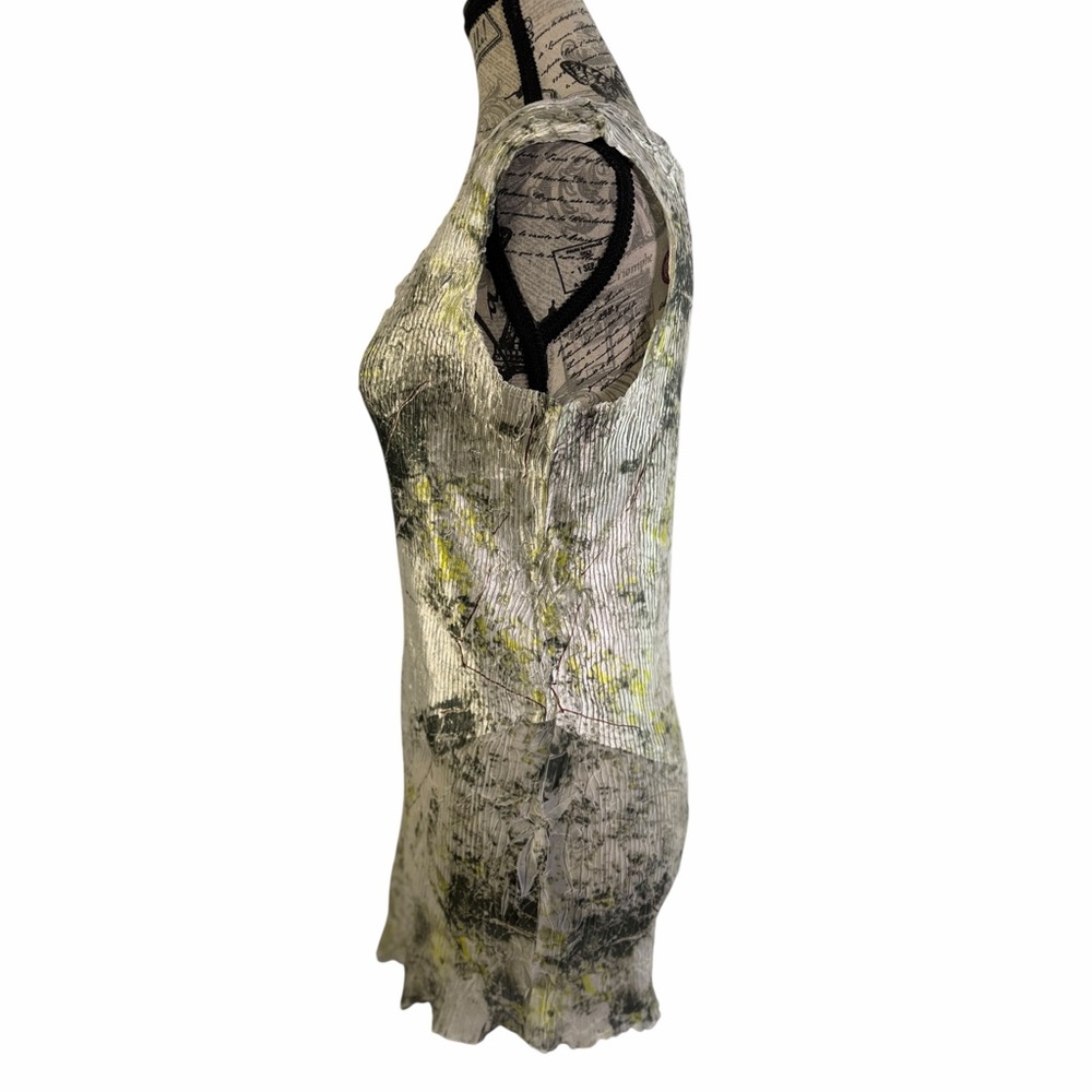 Milano Tree Landscape Print Crinkle Tunic Top - Artsy Green White Size L - Picture 7 of 10